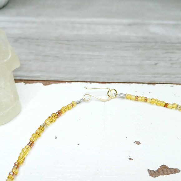 Dainty Amazonite Gemstone Beaded Choker Necklace, Minimalist Crystal Jewelry 13" - Picture 5 of 5